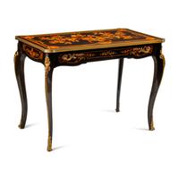 A Louis XV Style Marquetry and Gilt Bronze Mounted Bureau Plat