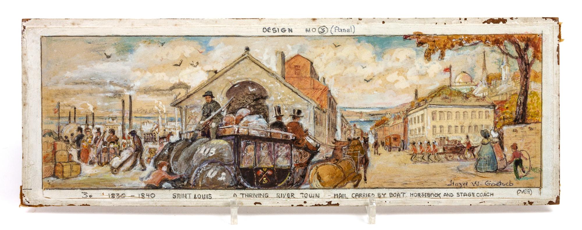 Hazel Goetsch, (American 1892-1984), Nine Works: Mural Studies for St. Louis Post Office, c. 1939