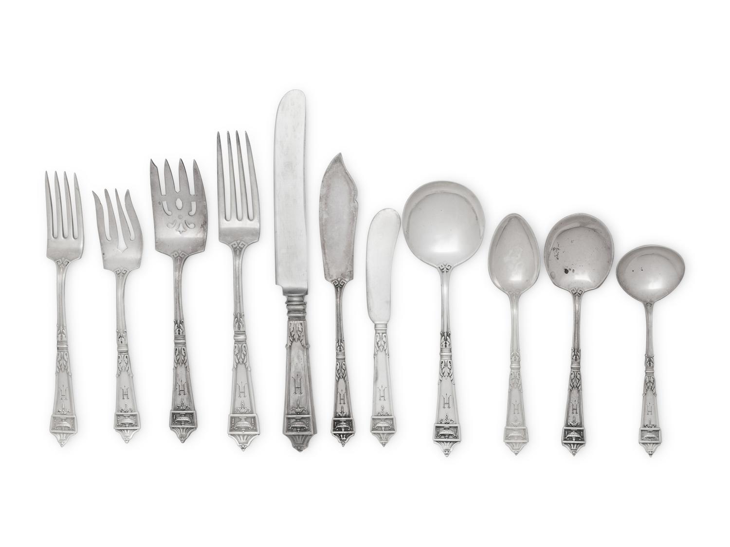 An American Cased Silver Flatware Service