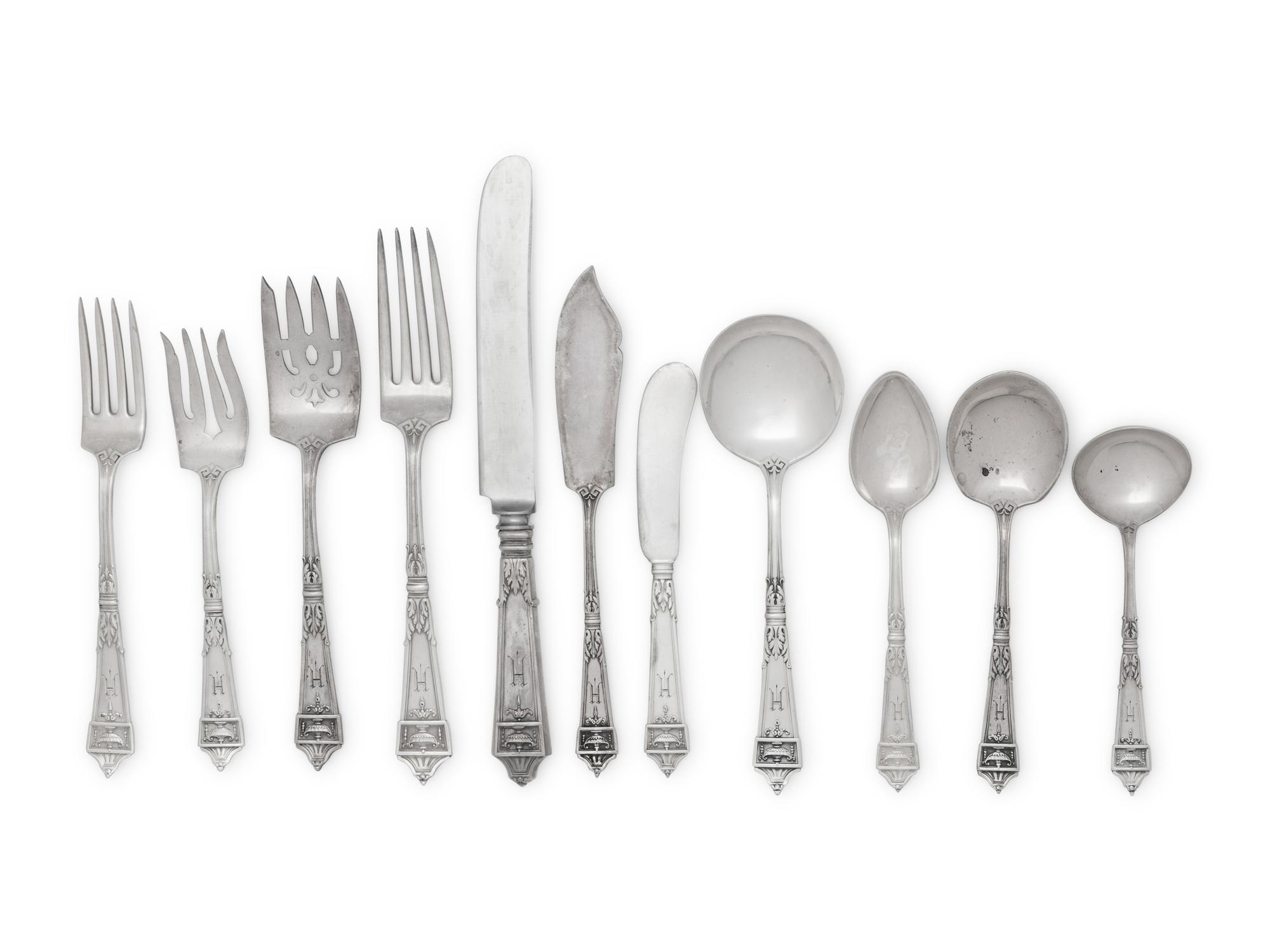 An American Cased Silver Flatware Service