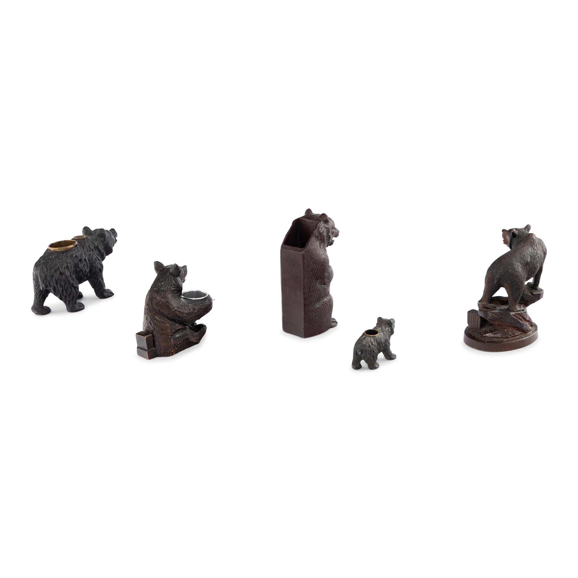 Five Black Forest Bear Table Objects