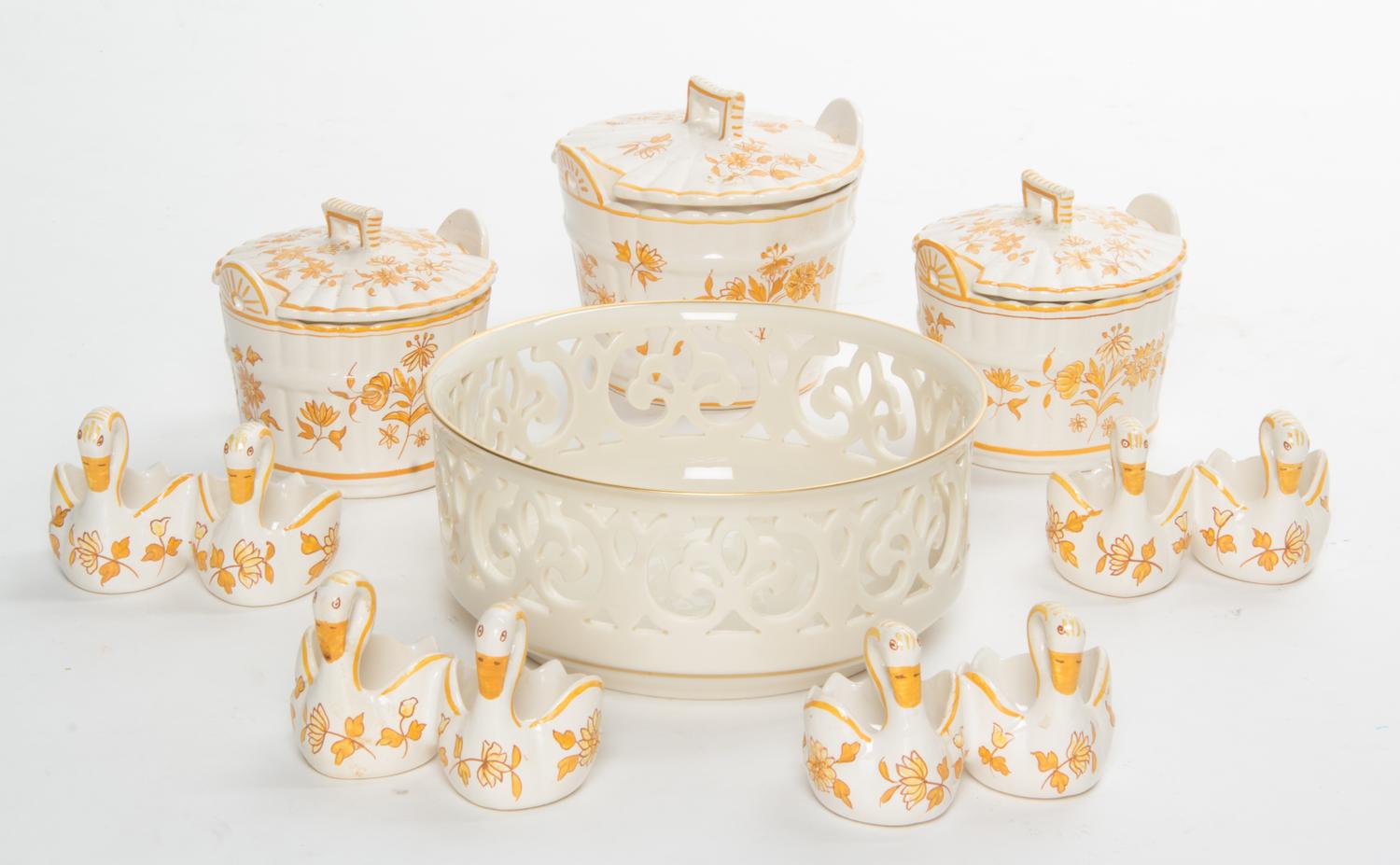 A Collection of Italian Ceramic Table Articles, retailed by Tiffany and Co. Height of tallest 4 inches. — 20TH CENTURY
