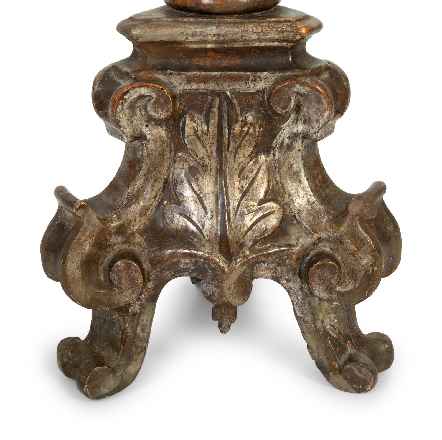 An Italian Giltwood Pricket Mounted as a Lamp — 19TH CENTURY