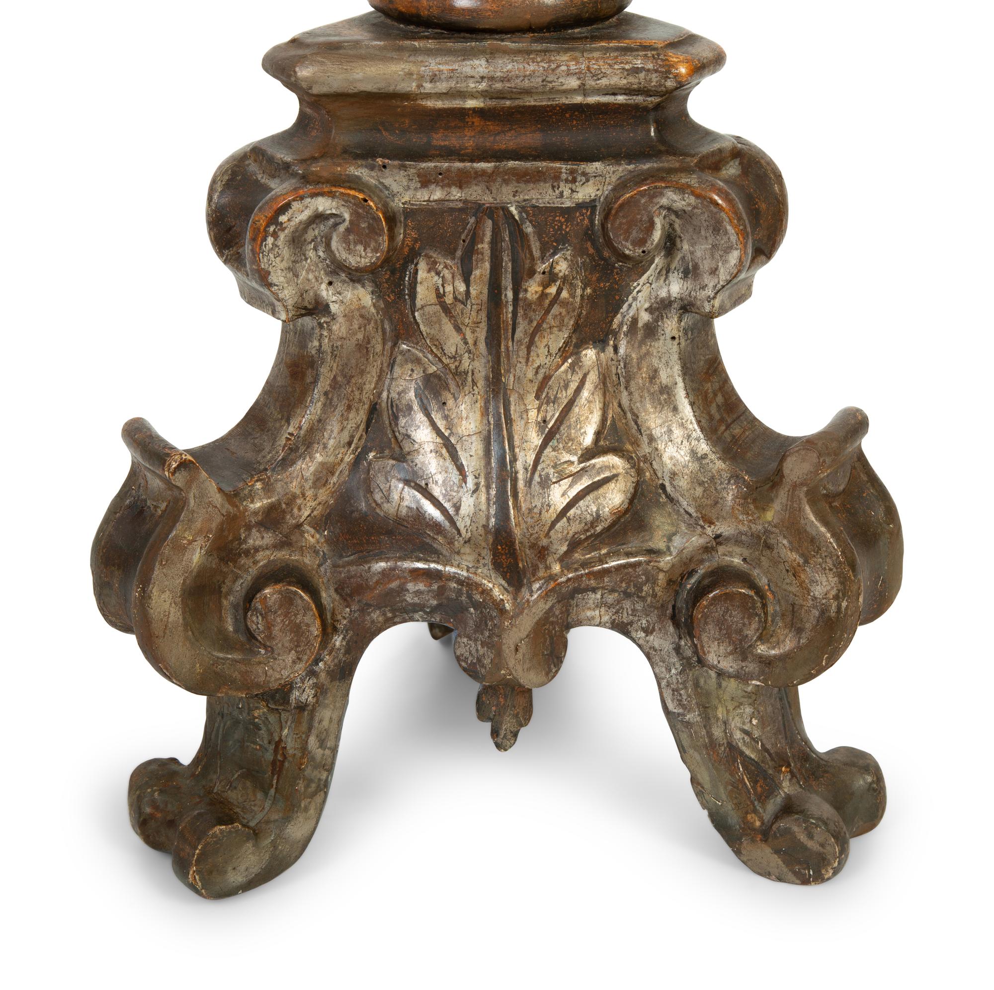An Italian Giltwood Pricket Mounted as a Lamp — 19TH CENTURY