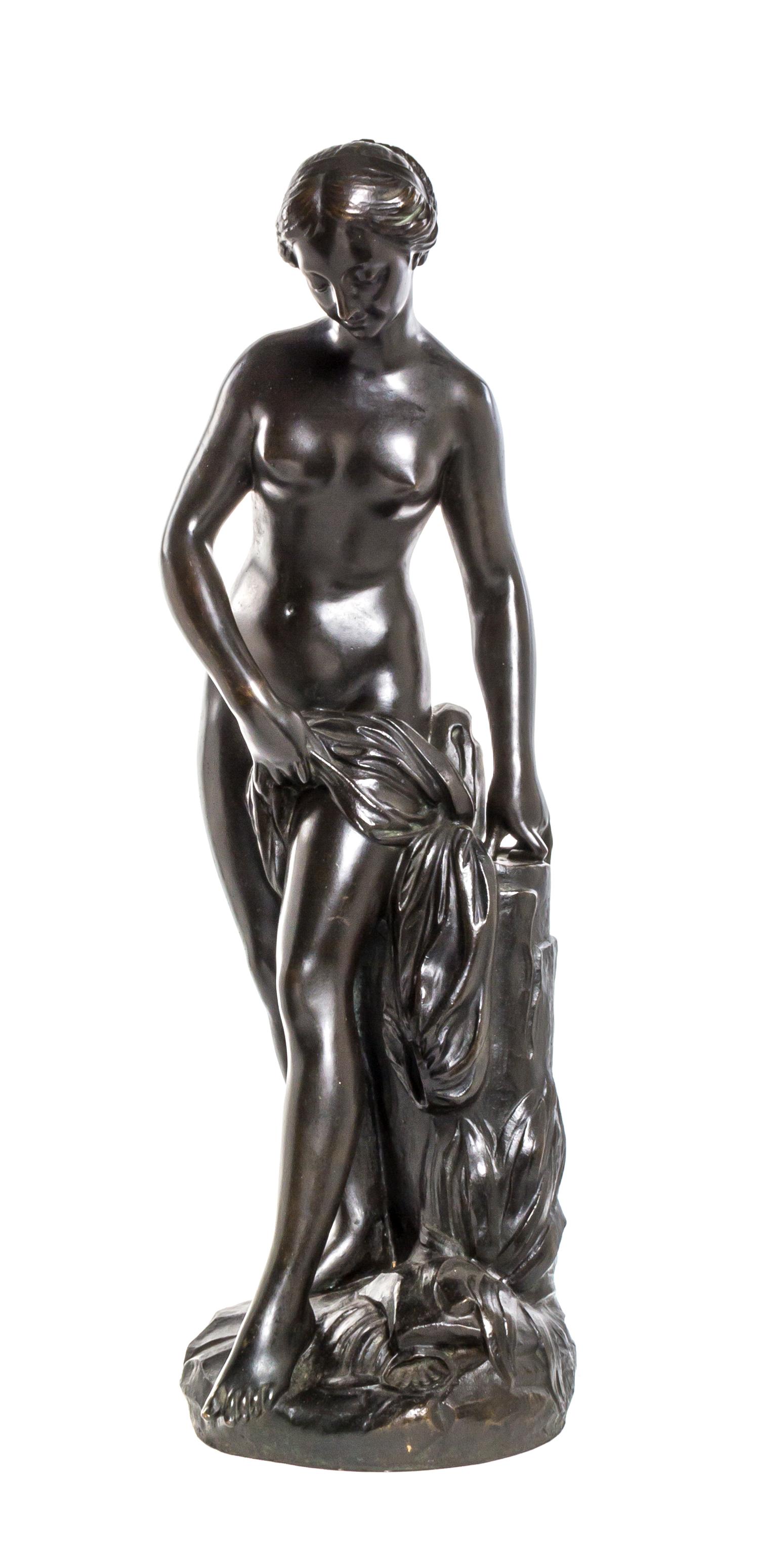 A French Patinated Bronze Figure, after Etienne Maurice Falconet (1716-1791), Height 31 inches.