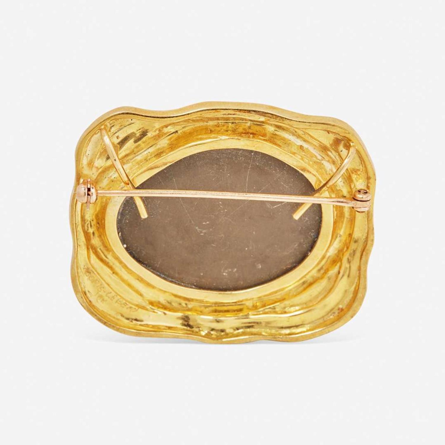 An 18K Yellow Gold and Ammolite Boris LeBeau Pendant Brooch