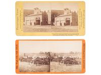 [SLAVERY & ABOLITION] -- [BROWN, John]. Stereoview of John Brown's Fort at Harpers Ferry, Virginia. N.p., ca 1870s. [ With: ] BRADY, Mathew, photographer. Stereoview of African American soldiers of the 7th USCT outside Fort Burnham.
