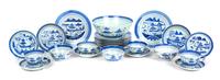 Thirty-two Chinese Export Canton Blue and White Wares Diameter of the largest 9 inches. — 19TH CENTURY