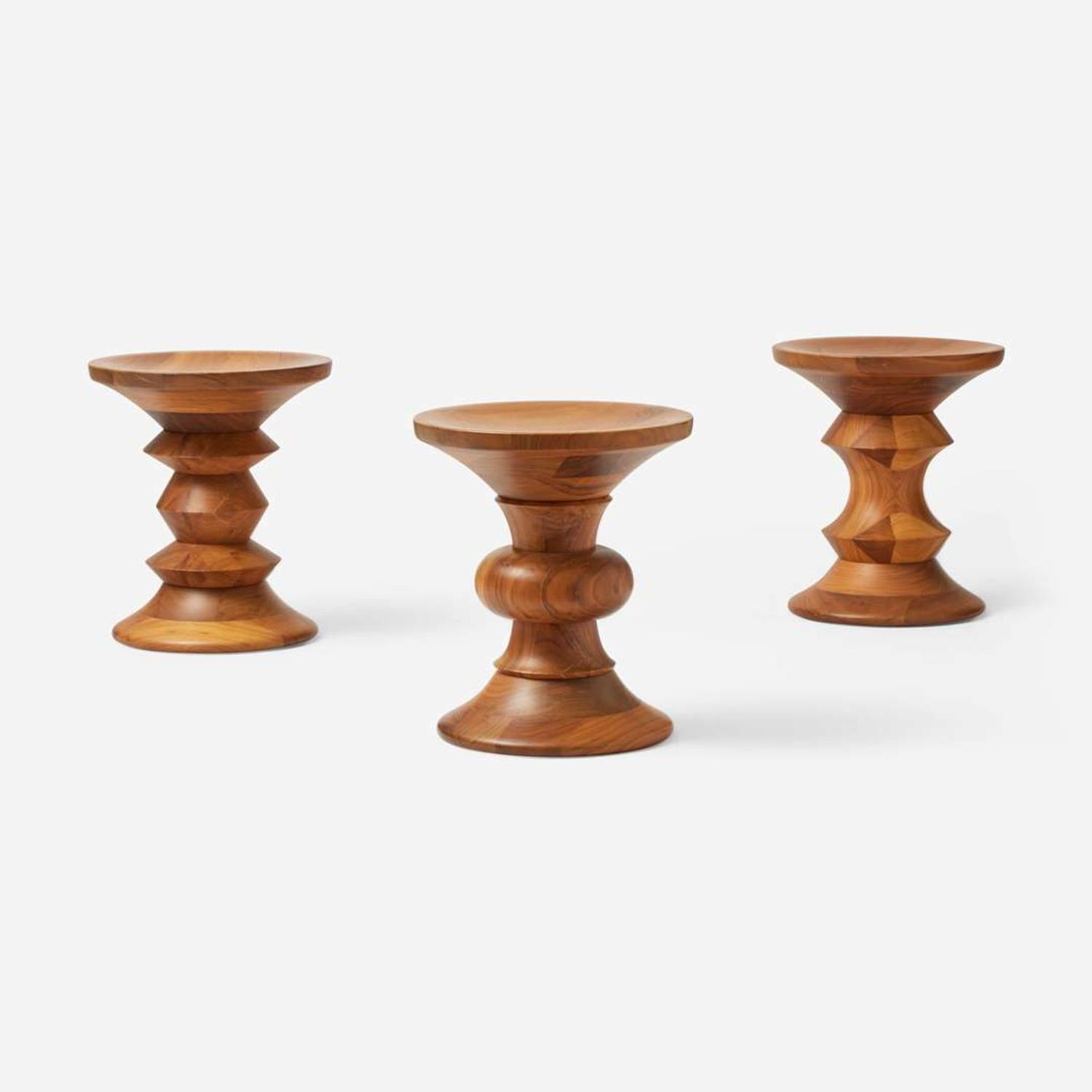 Charles Eames (American, 1907-1978) and Ray Eames (American, 1912-1988) Group of Three Time Life Stools, Models 411, 412, and 413, Herman Miller, USA, designed 1960, the present lot circa 2007