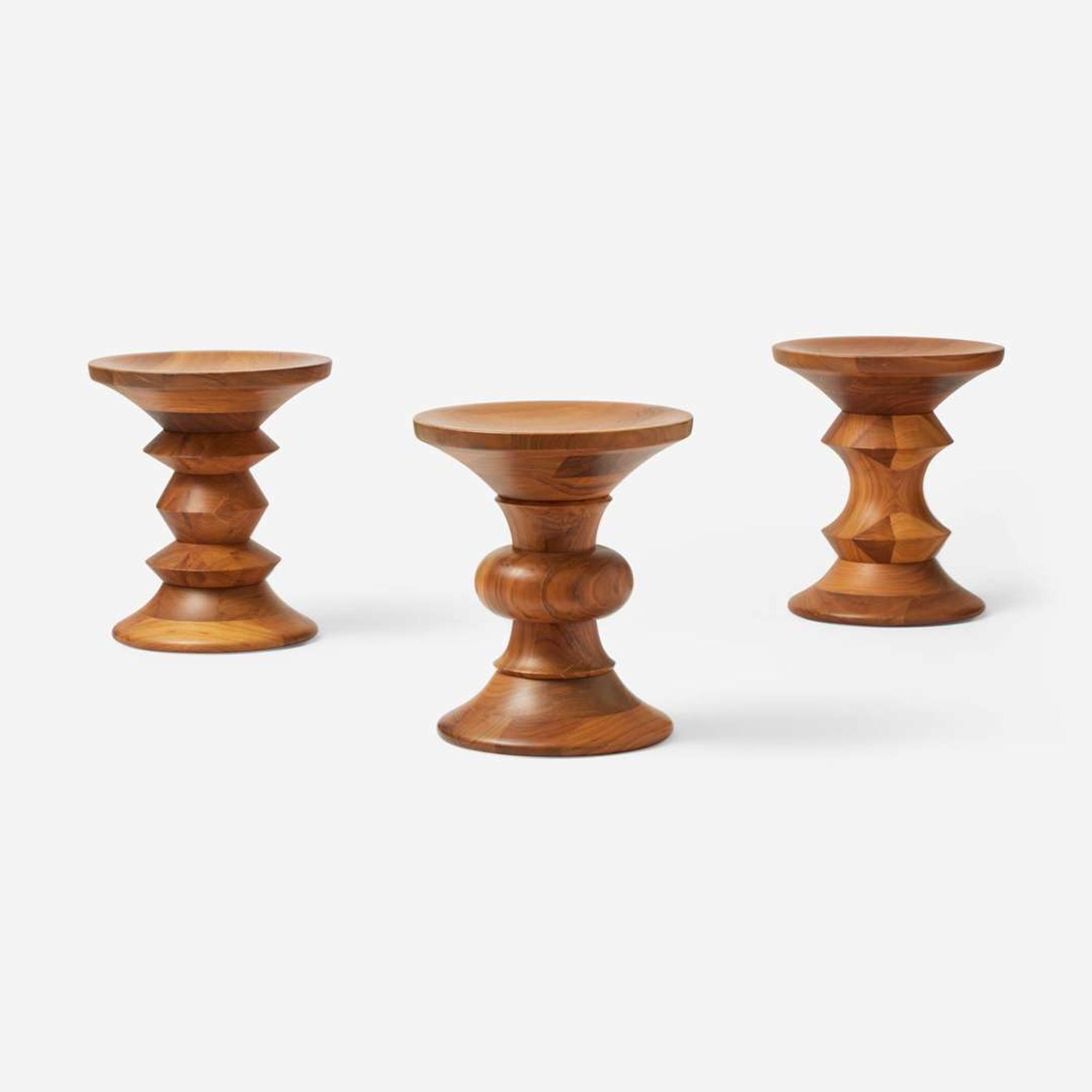 Charles Eames (American, 1907-1978) and Ray Eames (American, 1912-1988) Group of Three Time Life Stools, Models 411, 412, and 413, Herman Miller, USA, designed 1960, the present lot circa 2007