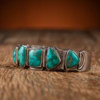 Navajo Silver Ingot and Turquoise Cuff Bracelet