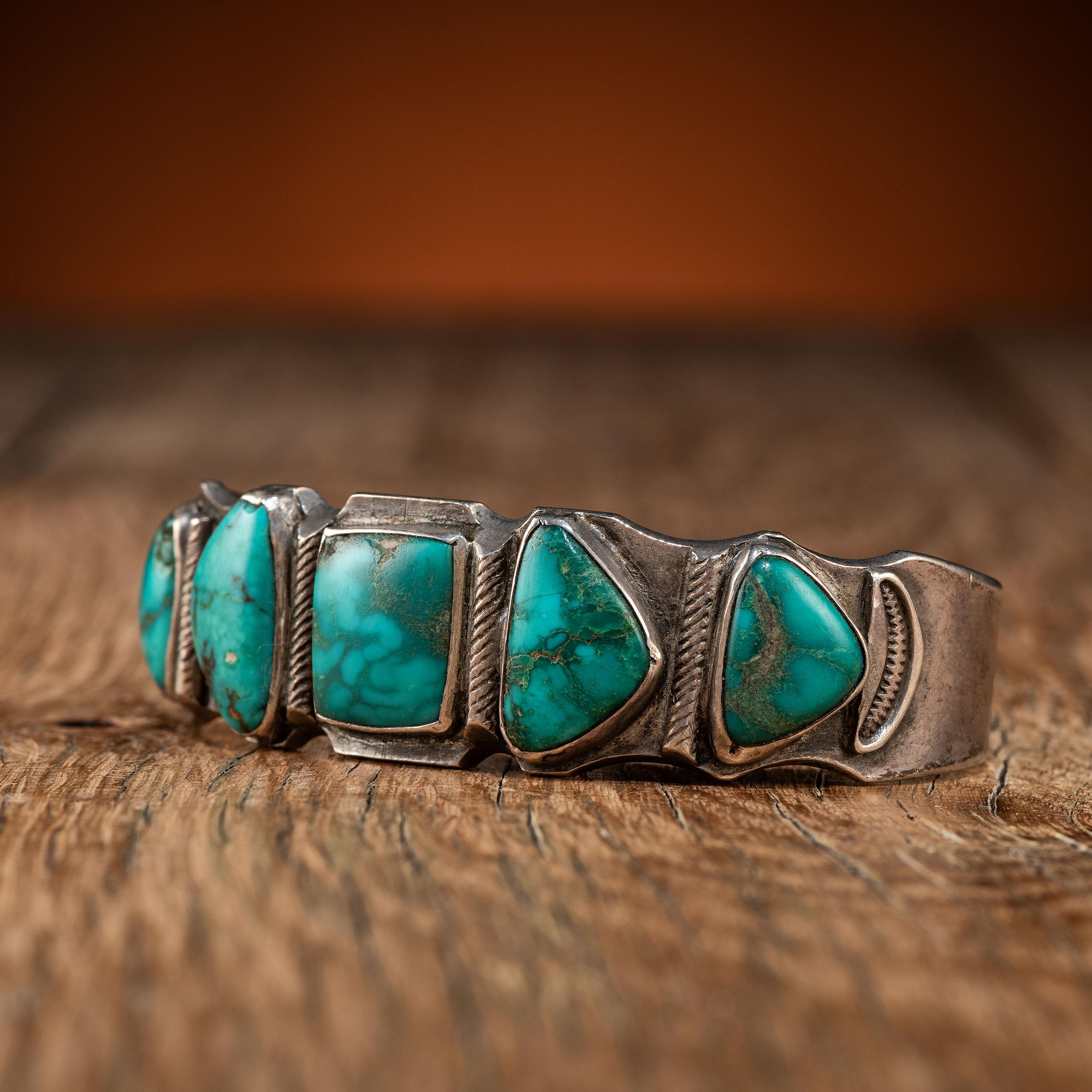 Navajo Silver Ingot and Turquoise Cuff Bracelet