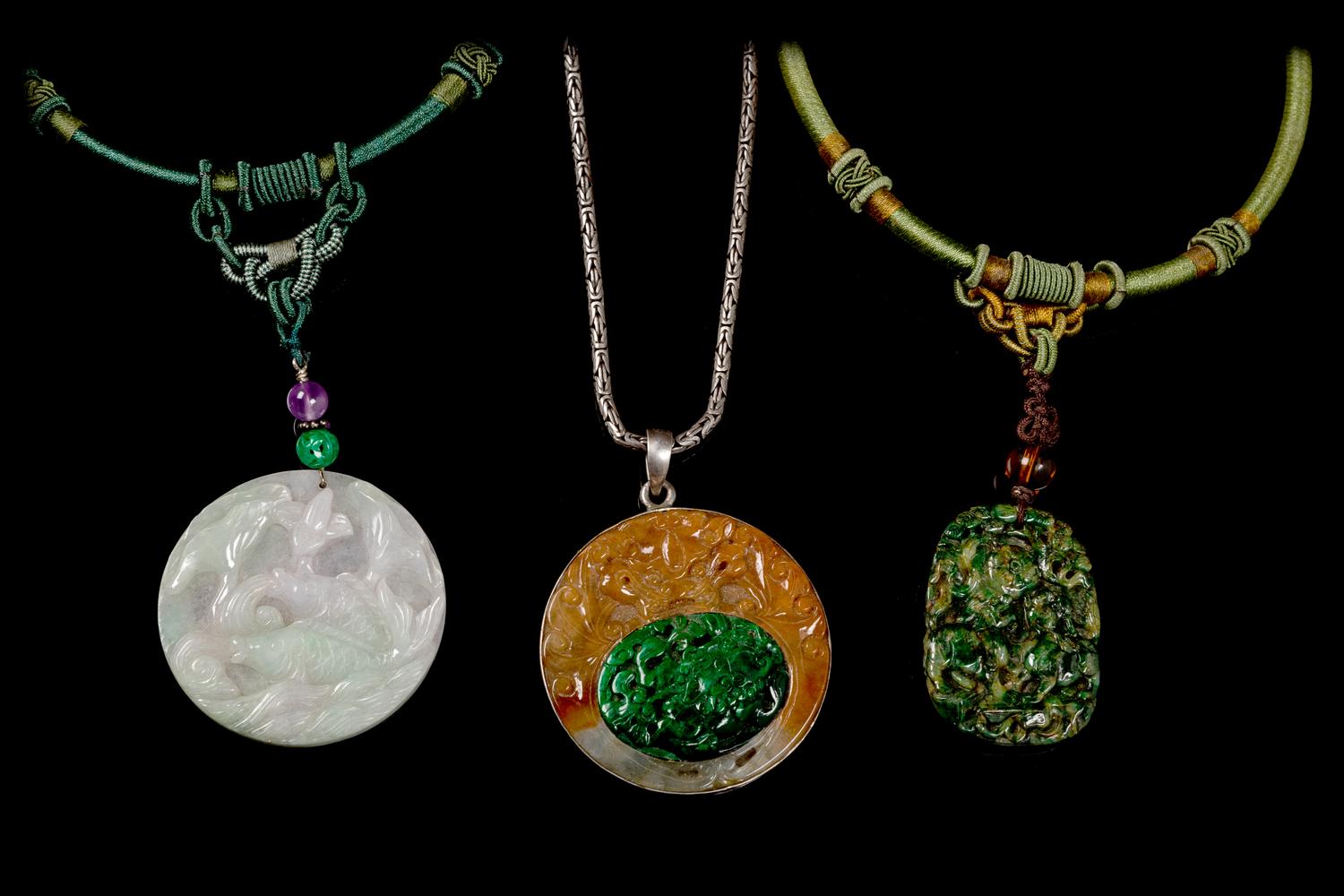 Three Chinese Hardstone Pendants