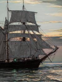 The Three-Masted Canadian Schooner "Water Witch" at Sunset