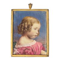 Anglo-American School 19th Century, A Portrait Miniature of a Young Girl