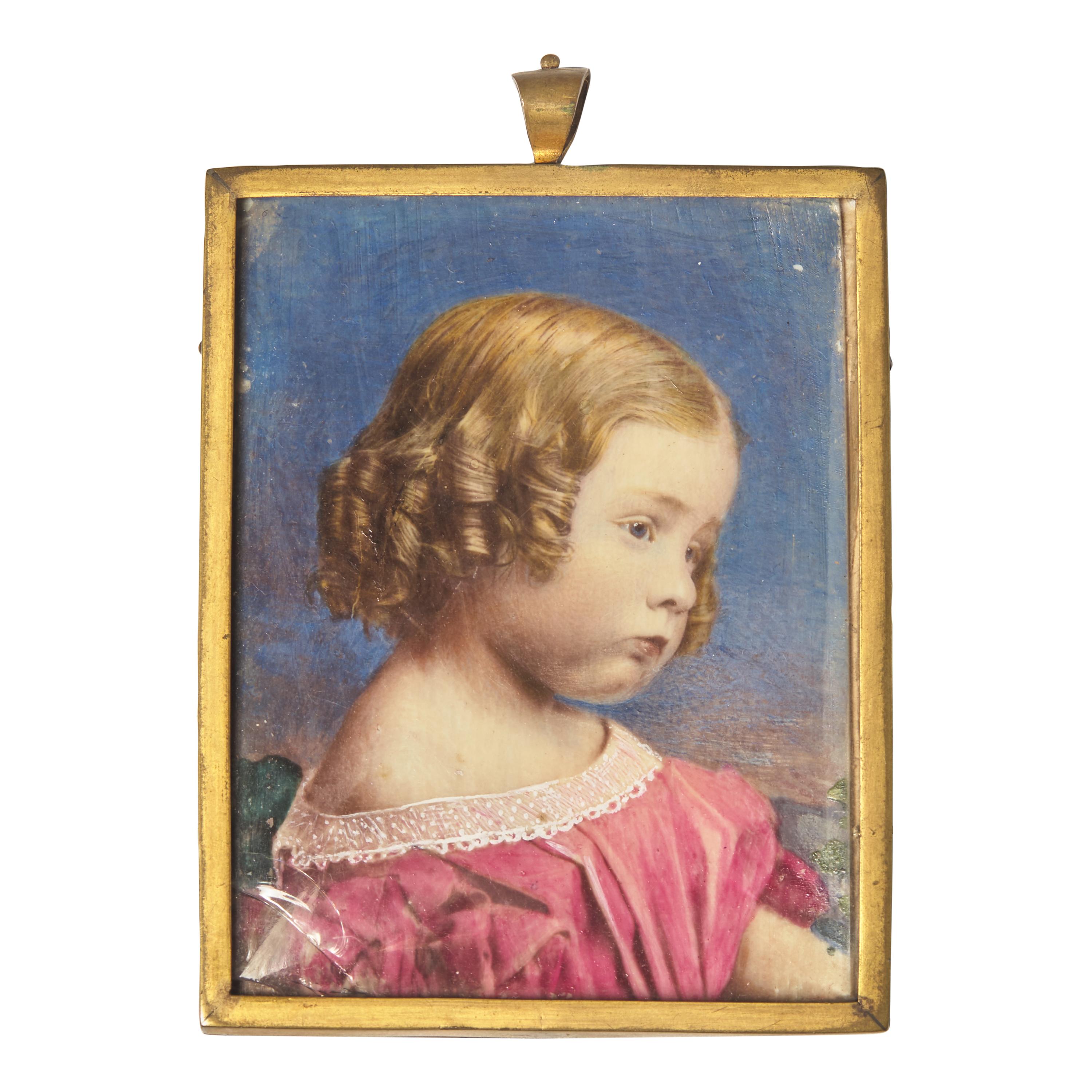 Anglo-American School 19th Century, A Portrait Miniature of a Young Girl