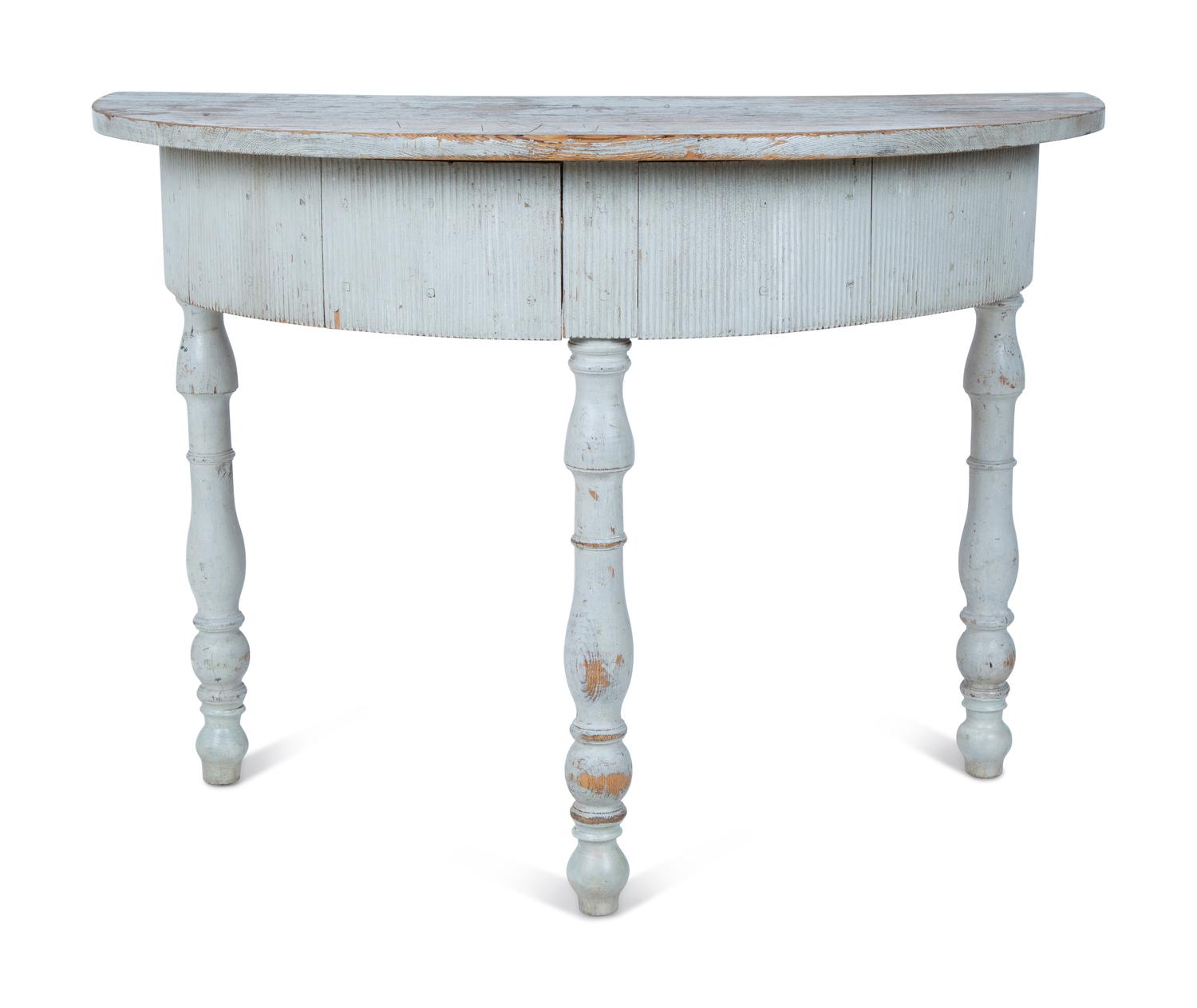 A Swedish Painted Demilune Console Table