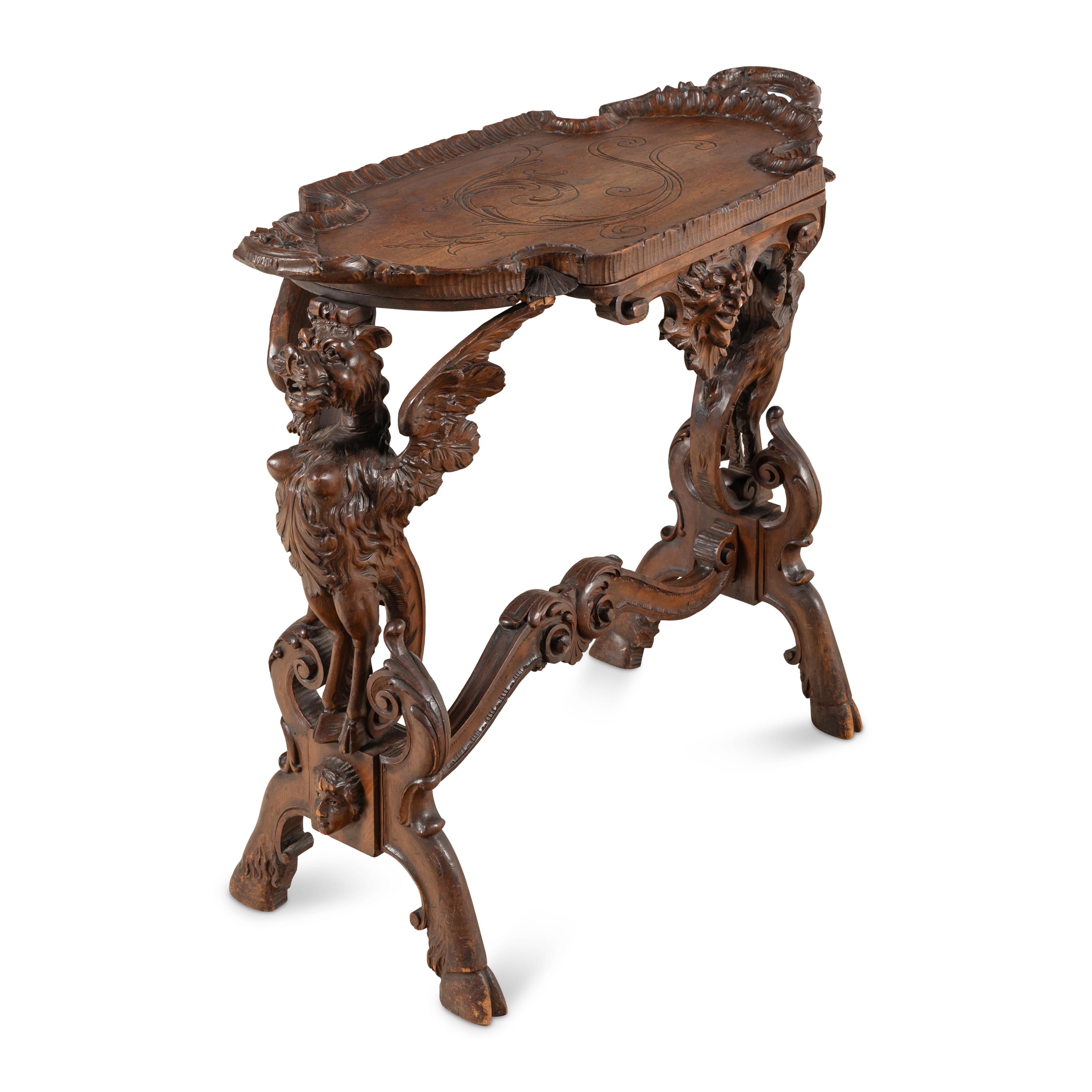 A Venetian Carved Walnut Tray Table