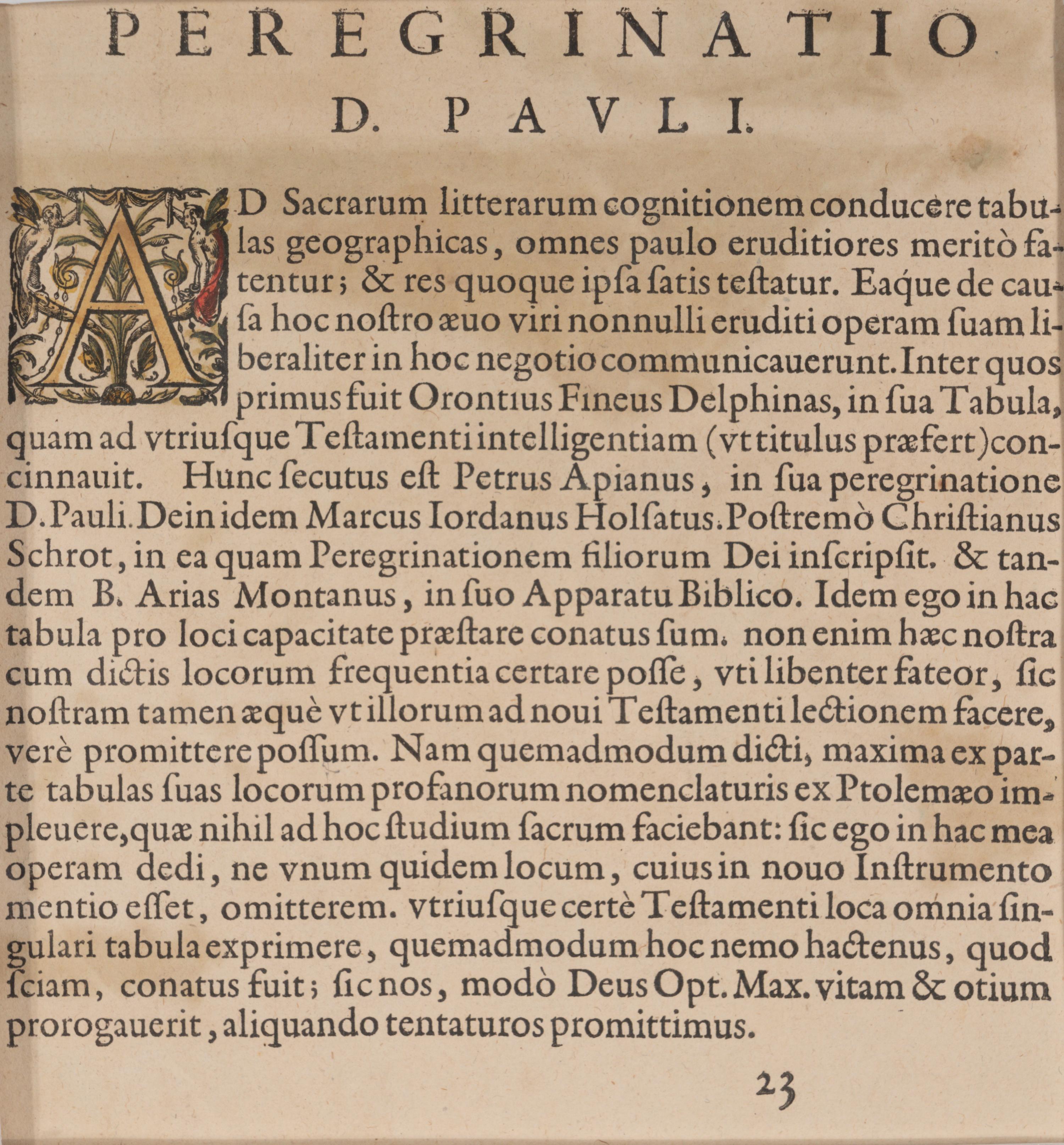 [MAP]. ORTELIUS, Abraham (1527-1598). Peregrinationis Divi Pauli Typus Corographicus . Antwerp, 1592.
