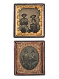 [EARLY PHOTOGRAPHY]. A group of 5 cased images featuring men smoking, comprising: