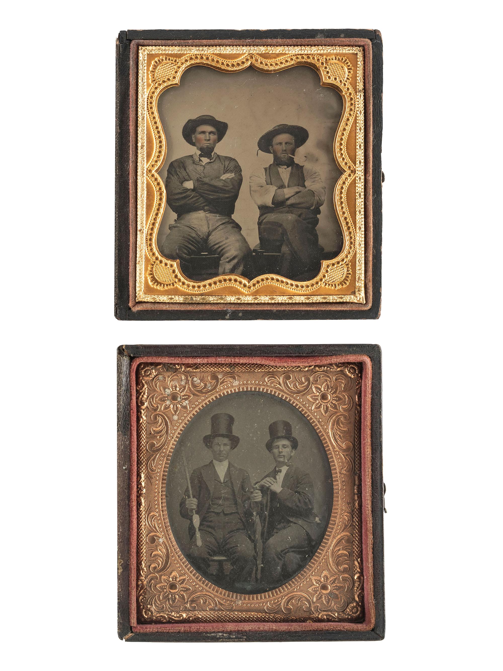 [EARLY PHOTOGRAPHY]. A group of 5 cased images featuring men smoking, comprising: