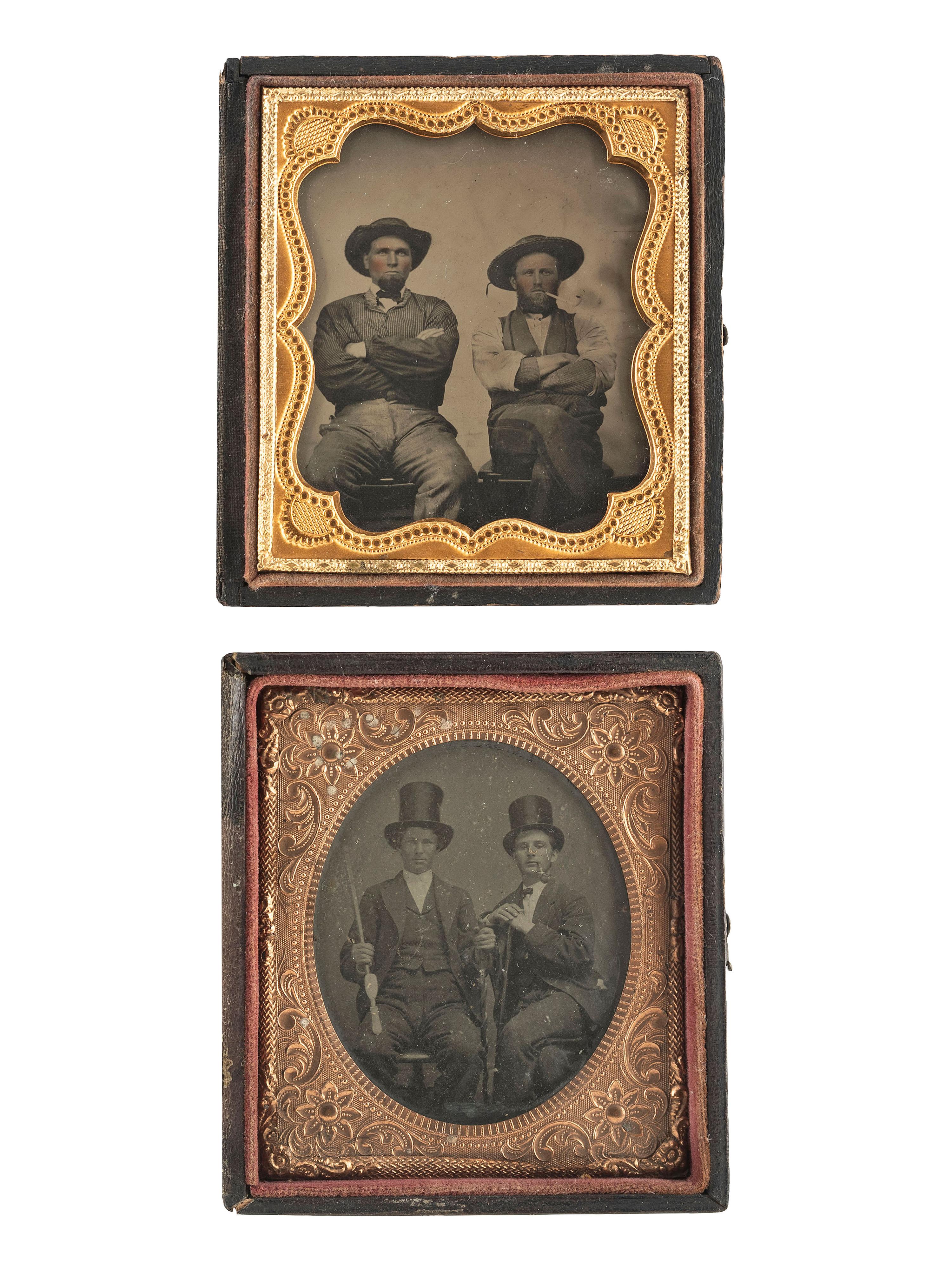 [EARLY PHOTOGRAPHY]. A group of 5 cased images featuring men smoking, comprising: