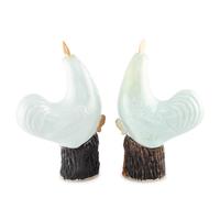 A Pair of Chinese Export Porcelain Models of Roosters
