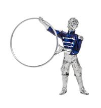 An American Silver and Enamel Circus Figure, Gene Moore for Tiffany & Co., New York, NY, modeled as a mustachioed lion tamer with a rin