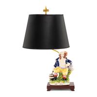 A Polychrome Glazed Pottery Figure Mounted as a Lamp
