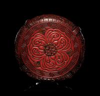 A Pair of Japanese Carved Cinnabar Lacquer Stands