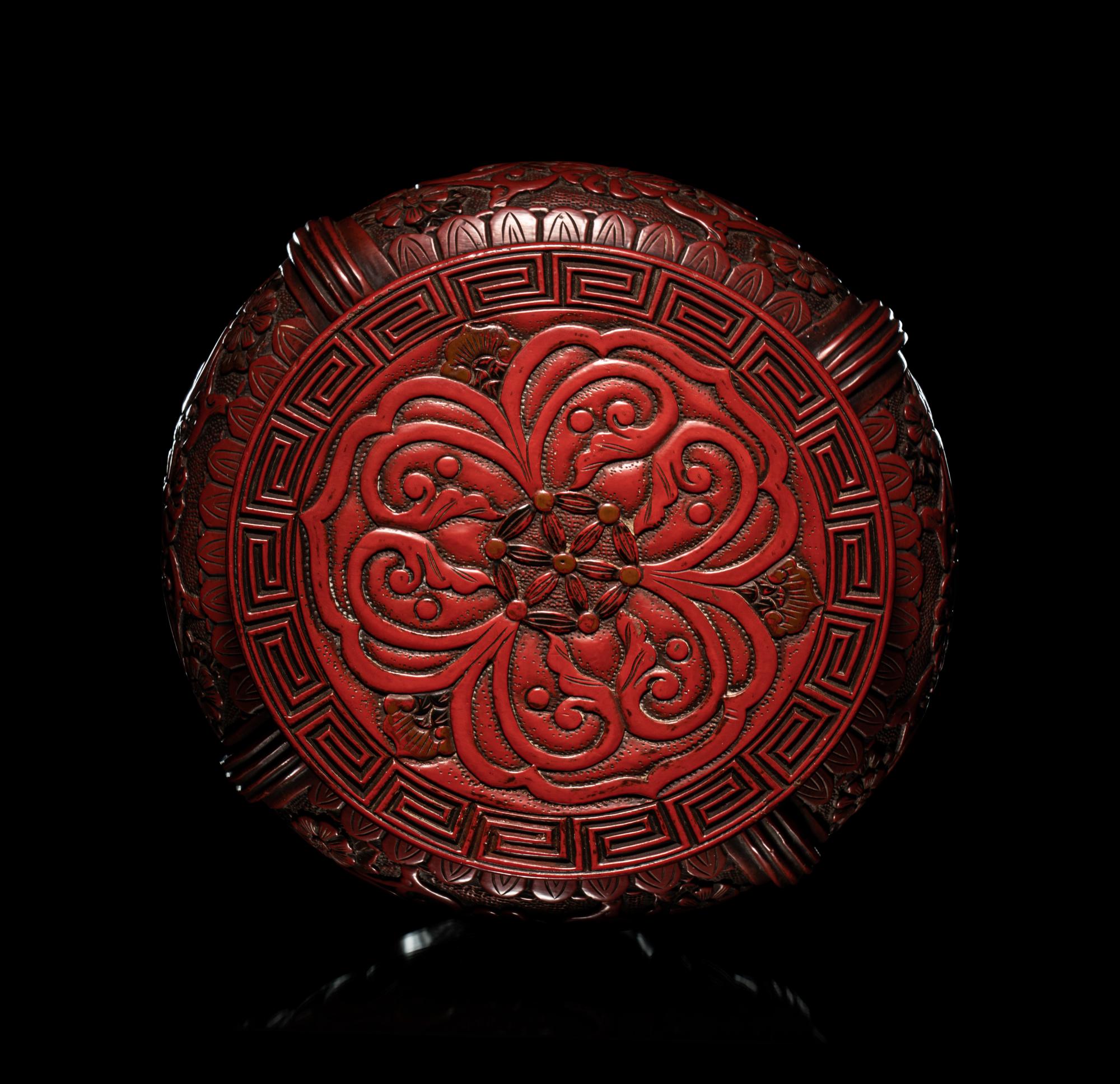 A Pair of Japanese Carved Cinnabar Lacquer Stands