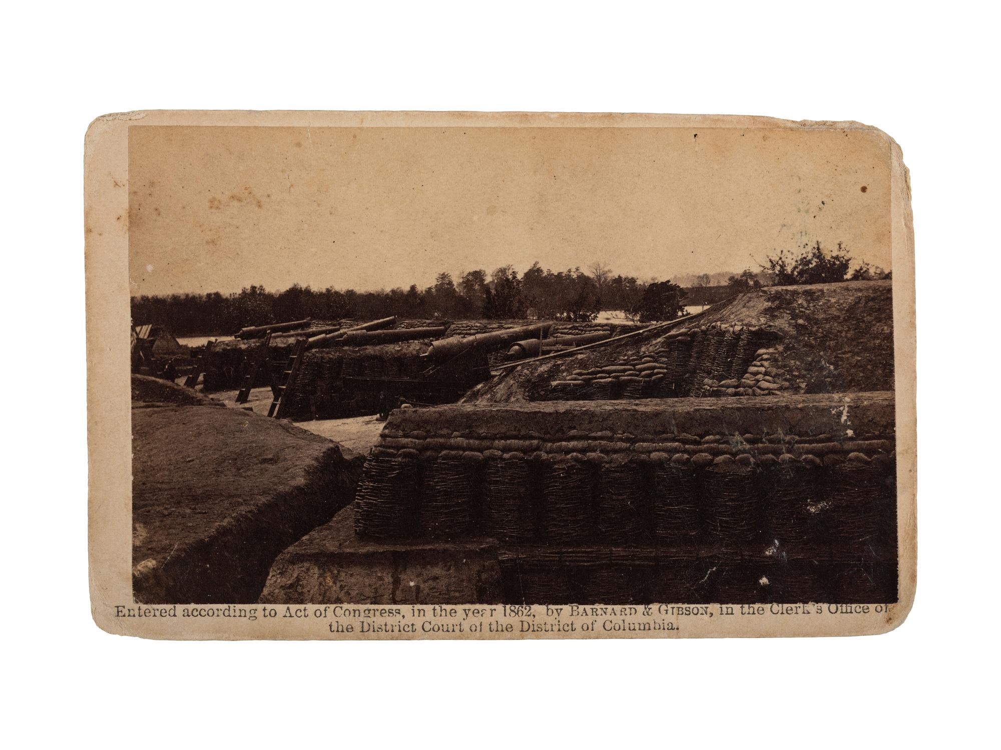 [CIVIL WAR]. BARNARD & GIBSON, photographers. CDV of Battery No. 1 near Yorktown, Virginia. Washington, DC: 1862.