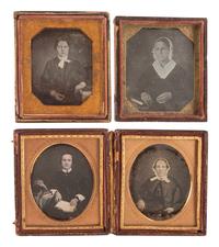 [EARLY PHOTOGRAPHY]. A group of 19 daguerreotype portraits of people with books, including: