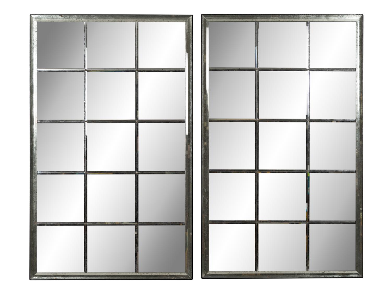 A Pair of Large Custom Patinated Mirror Panels