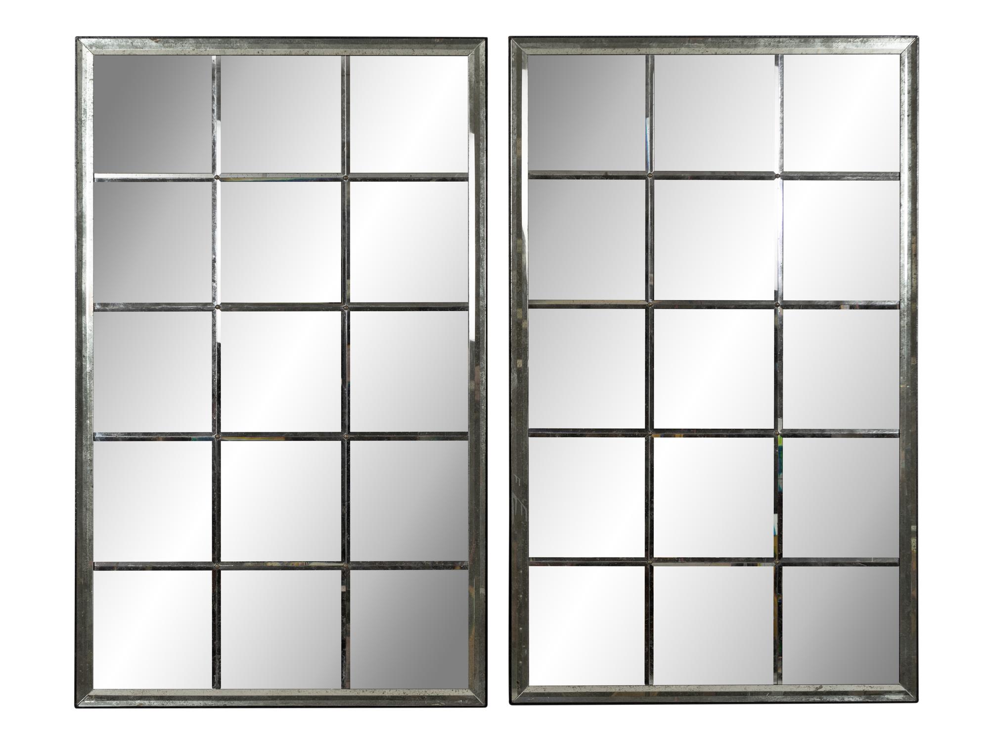 A Pair of Large Custom Patinated Mirror Panels
