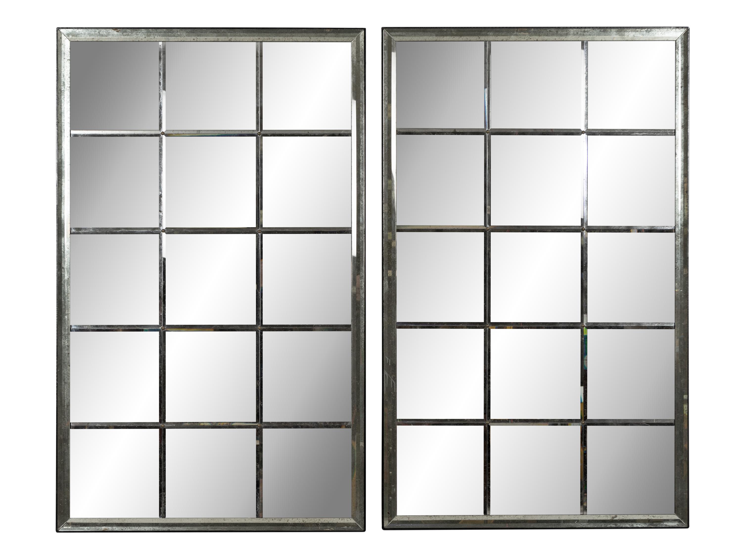 A Pair of Large Custom Patinated Mirror Panels