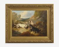 George Armfield (English, 1810-1893), A Pair: Dogs Chasing Prey in Landscapes , dated “1848”