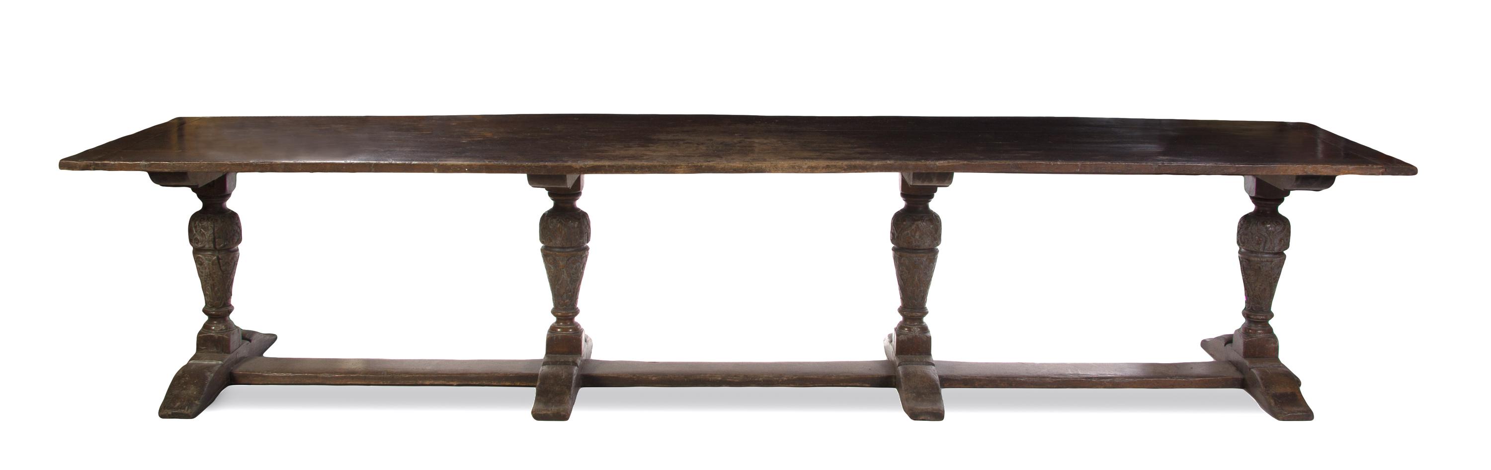 An English Oak Refectory Table, SECOND HALF 17TH CENTURY, Height 29 inches x width 12 feet. — SECOND HALF 17TH CENTURY,