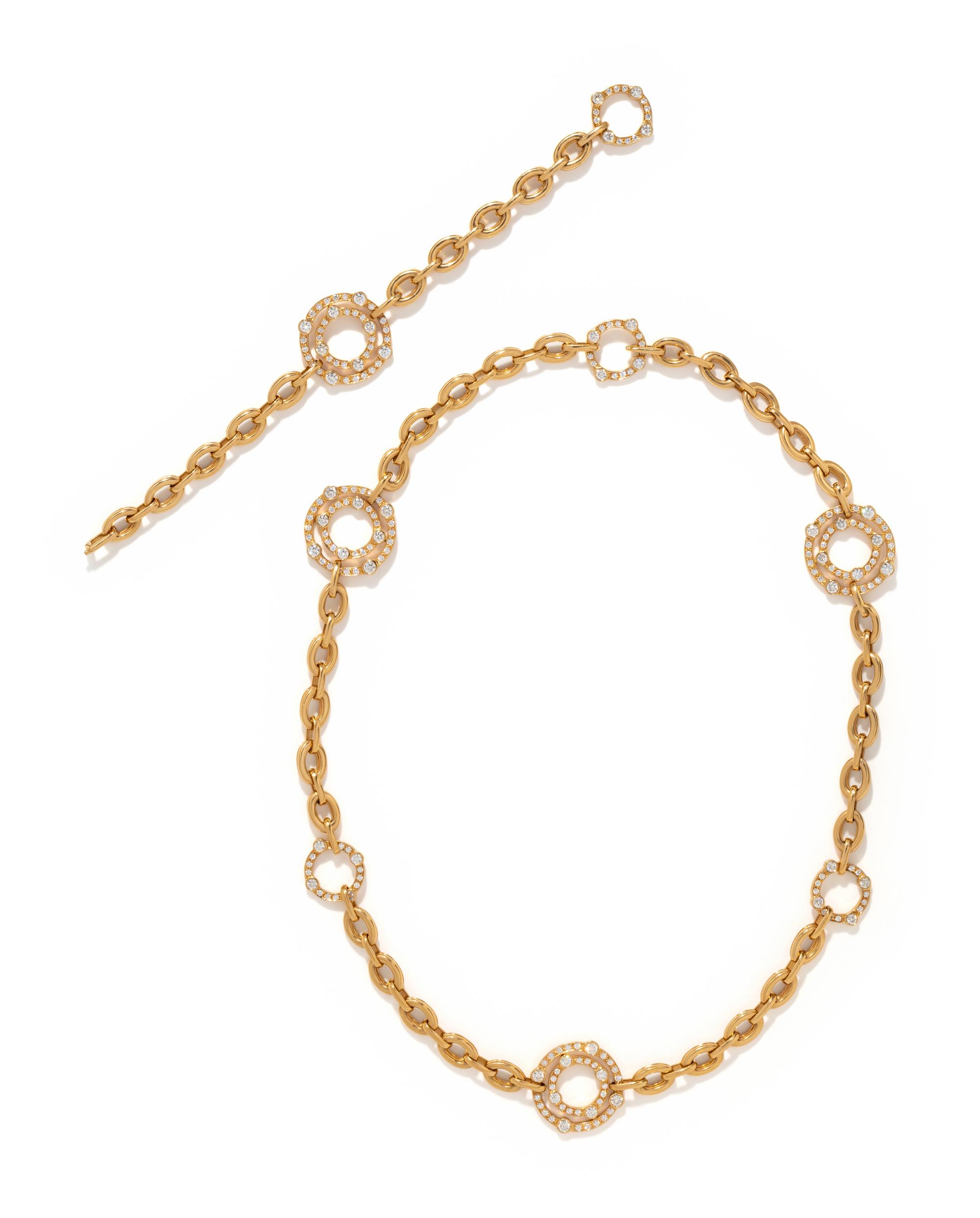 GUMUCHIAN, CONVERTIBLE ROSE GOLD AND DIAMOND NECKLACE/BRACELET SET