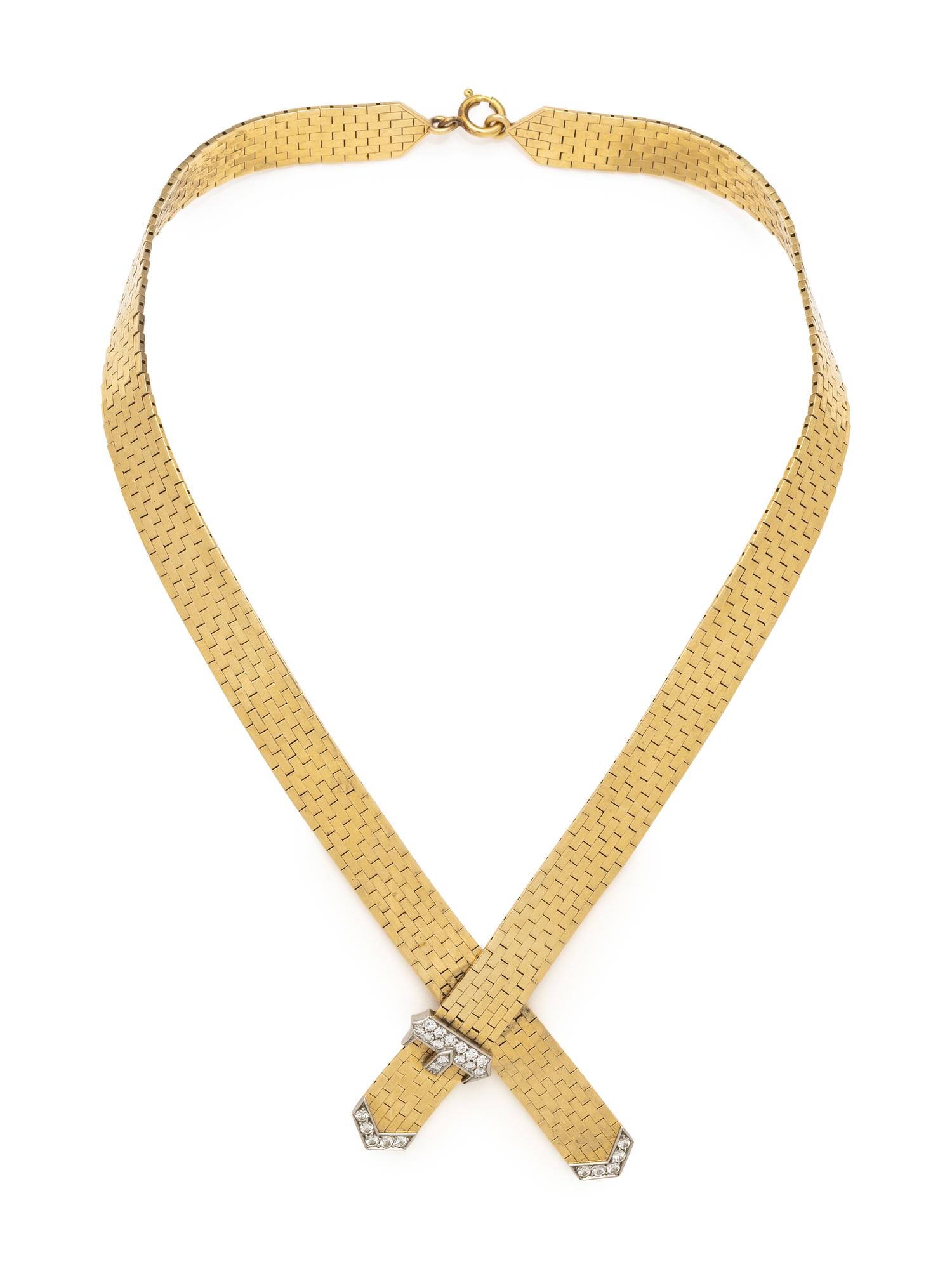 YELLOW GOLD, PLATINUM AND DIAMOND NECKLACE