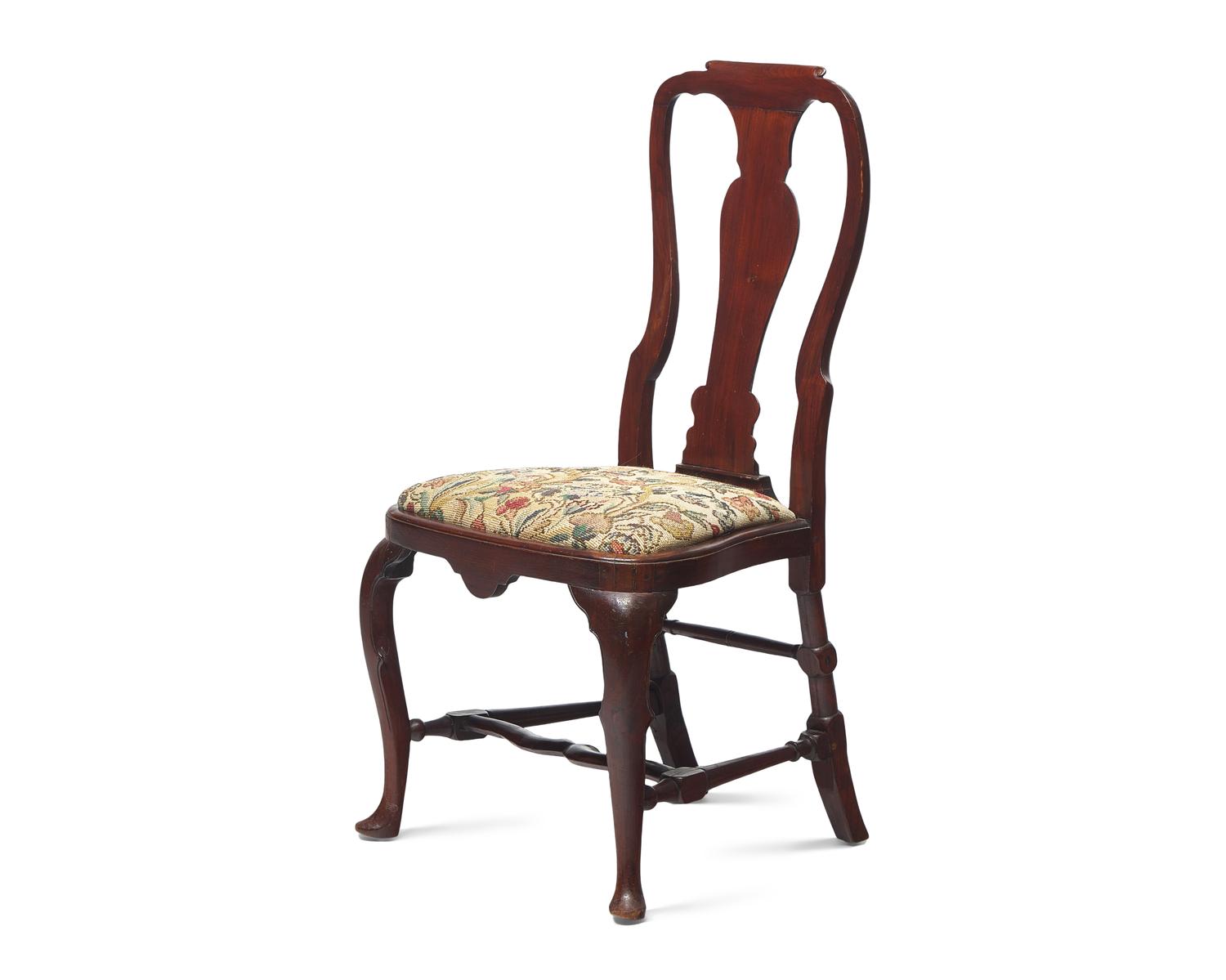 A Queen Anne Walnut Compass Seat Side Chair