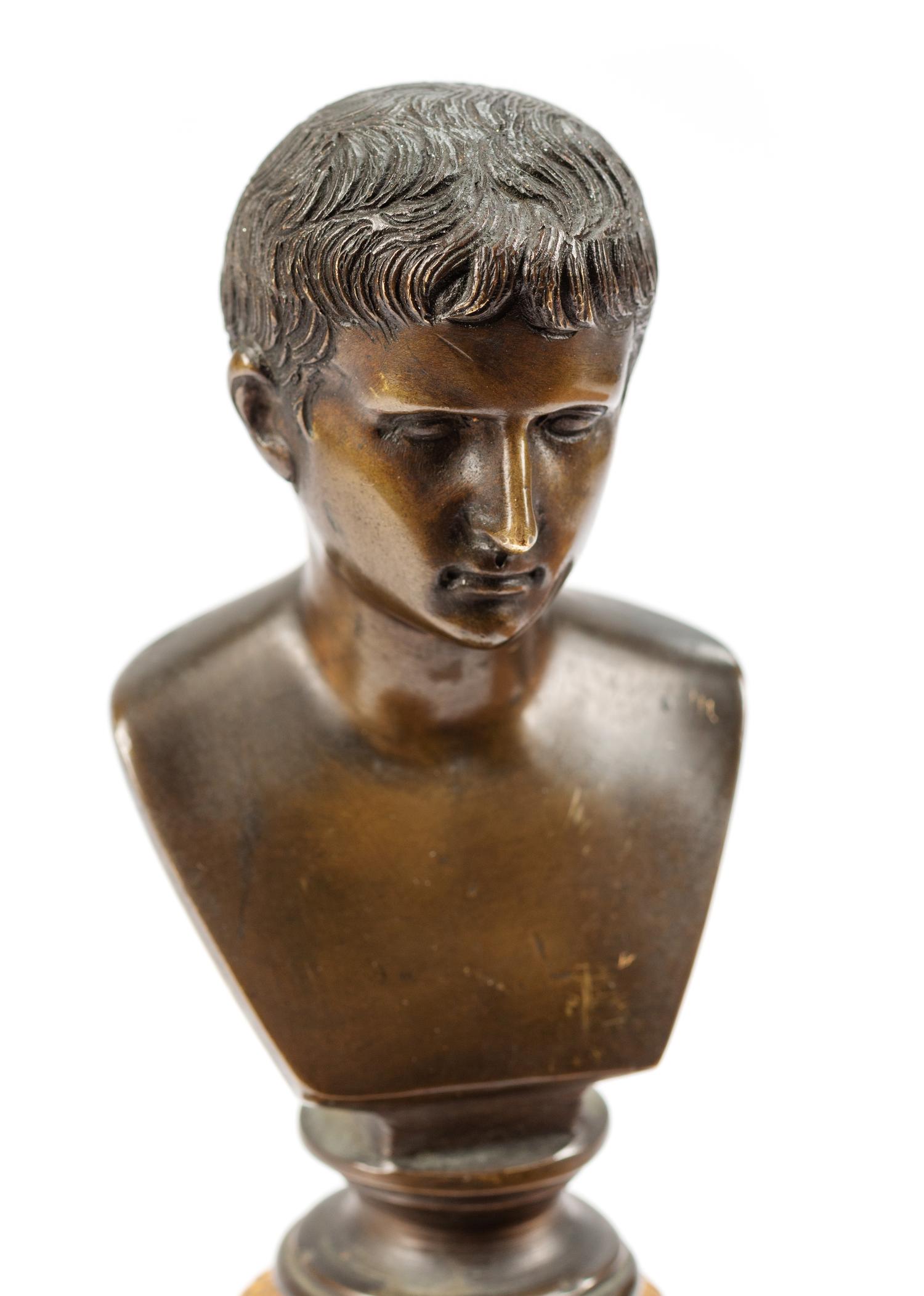 A Grand Tour Bronze and Patinated Metal Mounted Marble Table Ornament