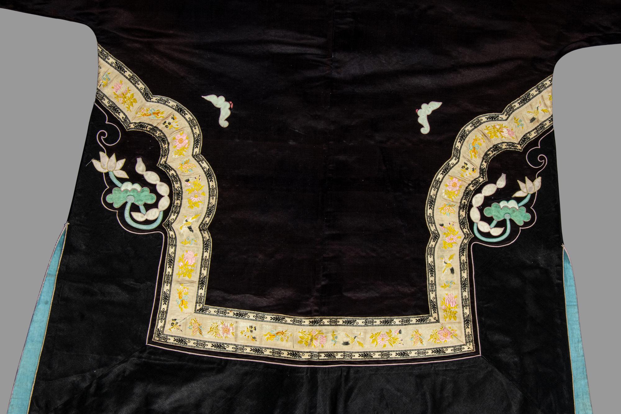 Two Chinese Embroidered Silk Lady's Robes