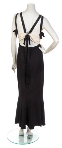 A Chanel Black and Ivory Silk Evening Dress, Size 38.