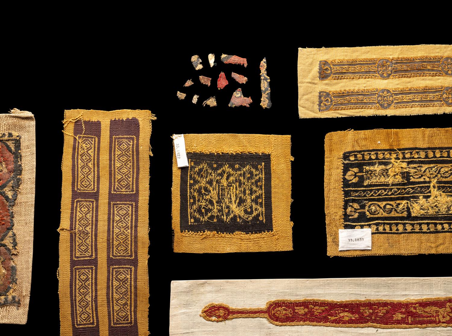Twelve Coptic Wool, Linen, and Silk Textile Fragments