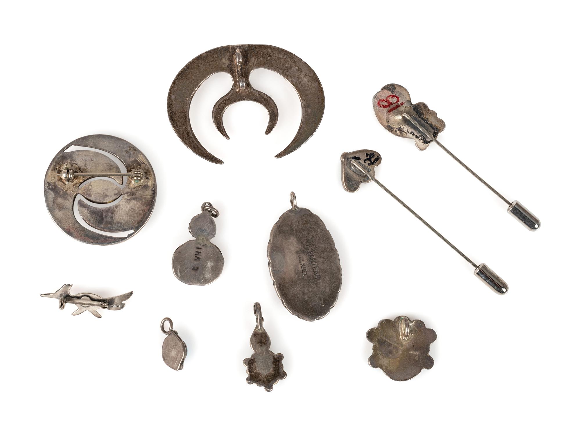 Navajo and Zuni Silver Jewelry, with Inlay