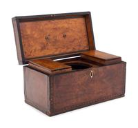 A Regency Mahogany and Marquetry Decorated Tea Caddy
