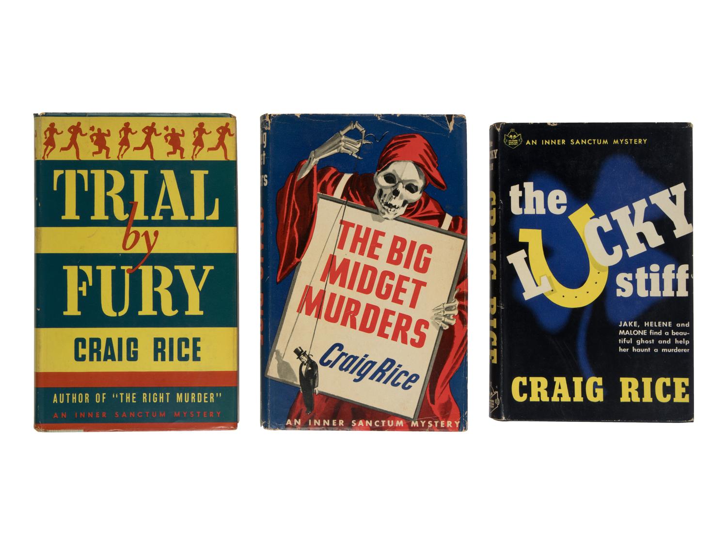 RICE, Craig (1908-1957). A group of 3 FIRST EDITIONS comprising: