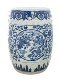 A Chinese Blue and White Porcelain Garden Stool