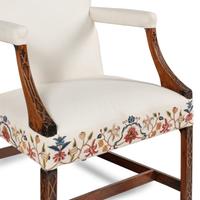 A George III Fret-Carved Mahogany Library Armchair